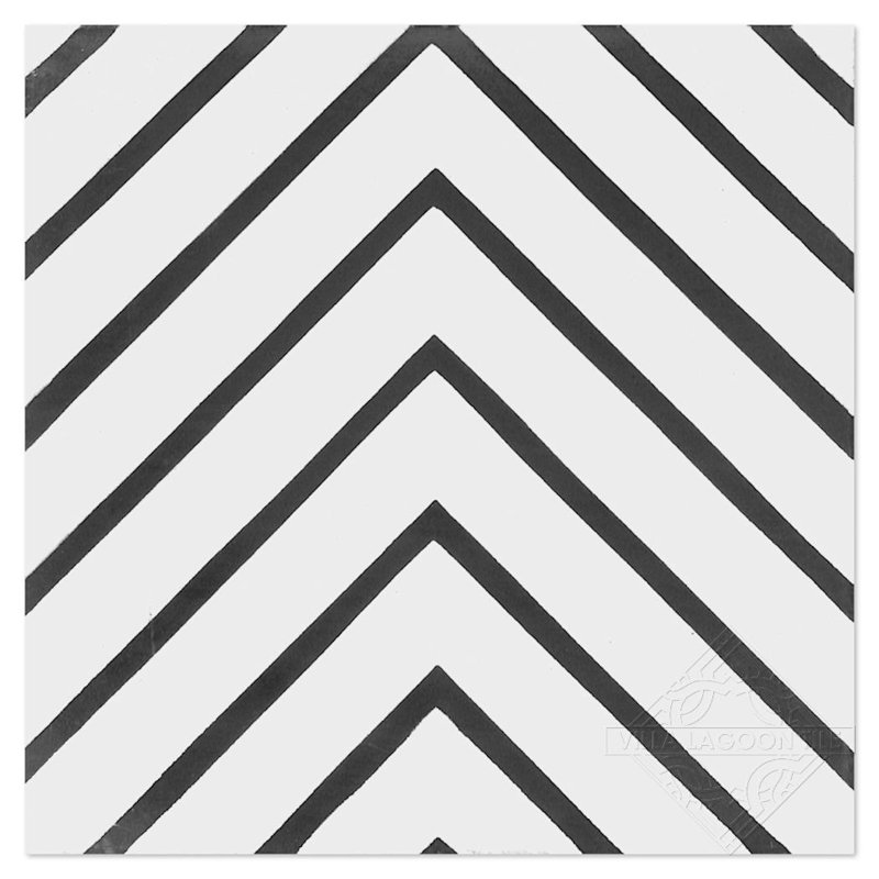 Labyrinth 7.87 in. x 7.87 in. Matte Tile, Black/White Morning