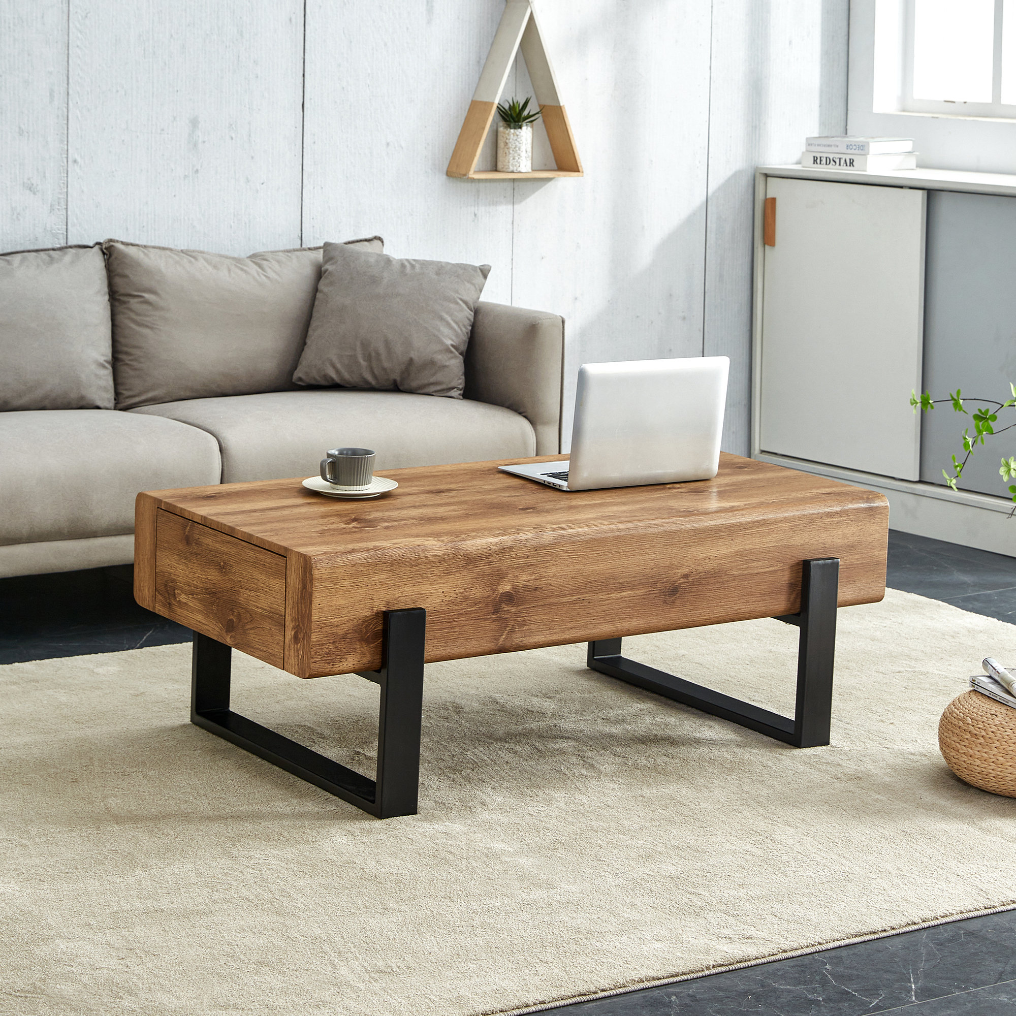 Millwood Pines Dacy farmhouse Coffee Table with a Drawer & Reviews ...