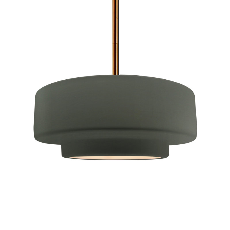 Luminaire suspendu à 1 lumière Meydan, Étain, vert, H 5,25 po x l 14,5 po x P 14,5 po, Laiton brossé