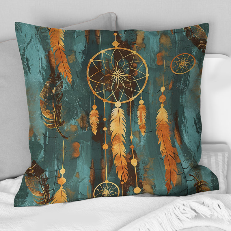 Coussin décoratif brun Boho Dreamcatcher II - Boho, H 16 po x l 16 po, Carrée