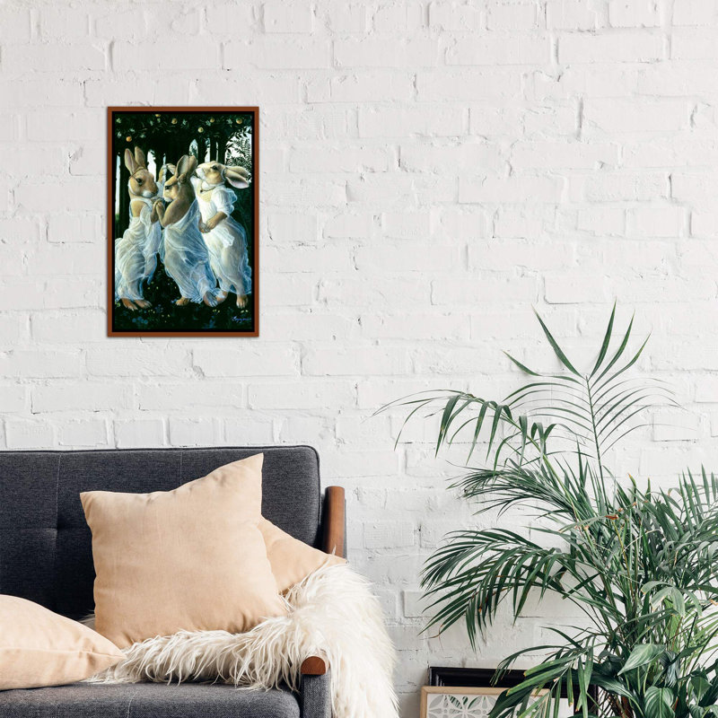 « Bunny graces » par Melinda Copper-impression d’art graphique, Toile avec cadre en bois classique
