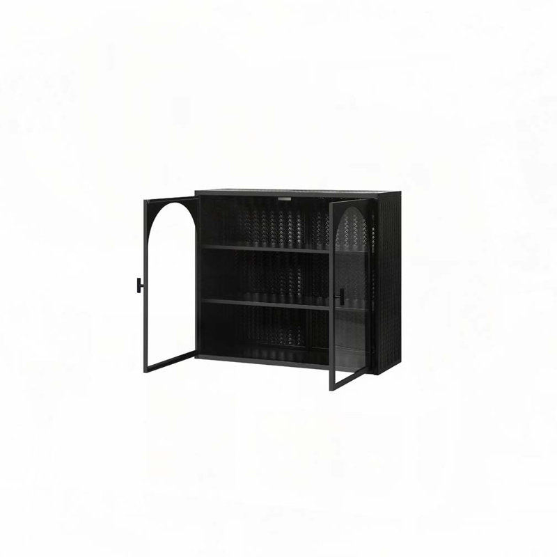 Buffet 27,56 "avec portes vitrées, Noir