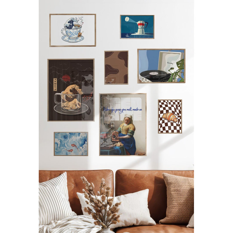 Peinture décorative encadrée (8 pièces), Brun