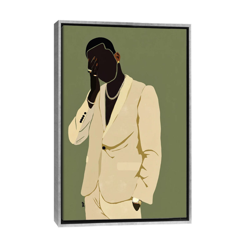 "Pierre" par Bria Nicole, impression d’art graphique, Toile avec cadre argenté, Pas de tapis, H 48 po x l 32 po x P 1,5 po