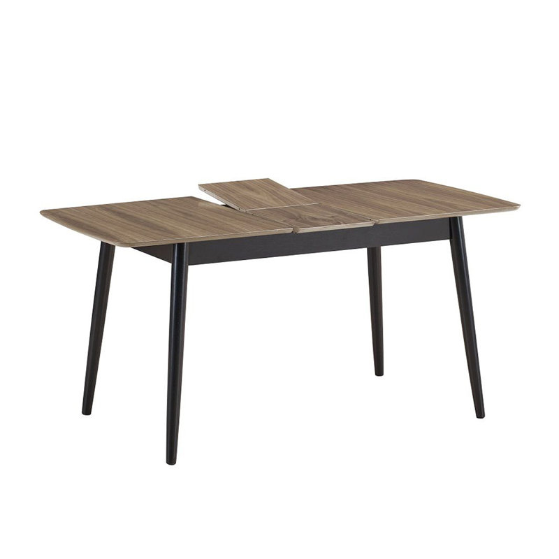 Rectangular Dining Table With Bufferfly Leaf In Natural And Black