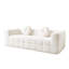 Canapé moderne de 84,6 pouces sans os avec deux coussins décoratifs circulaires, tissu en polyester à poils longs texturé litchi doux pour la peau, canapé en mousse à carreaux à trois places