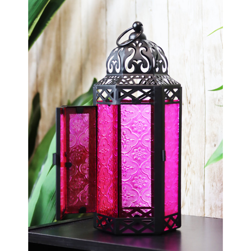 Moroccan Candle Lantern Decorative Candle Holder Lamp for Table or Hanging, Ramadan Decorations, Weddings, Indoor Home Decor, Outdoor Patio or Porch (Set of 2)