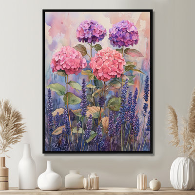 Hydrangeas In A Field Of Lavender II - Hydrangea Canvas Art