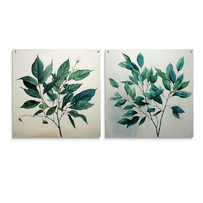 Ensemble de 2 impressions murales en acrylique Teal, H 16 po x l 33 po
