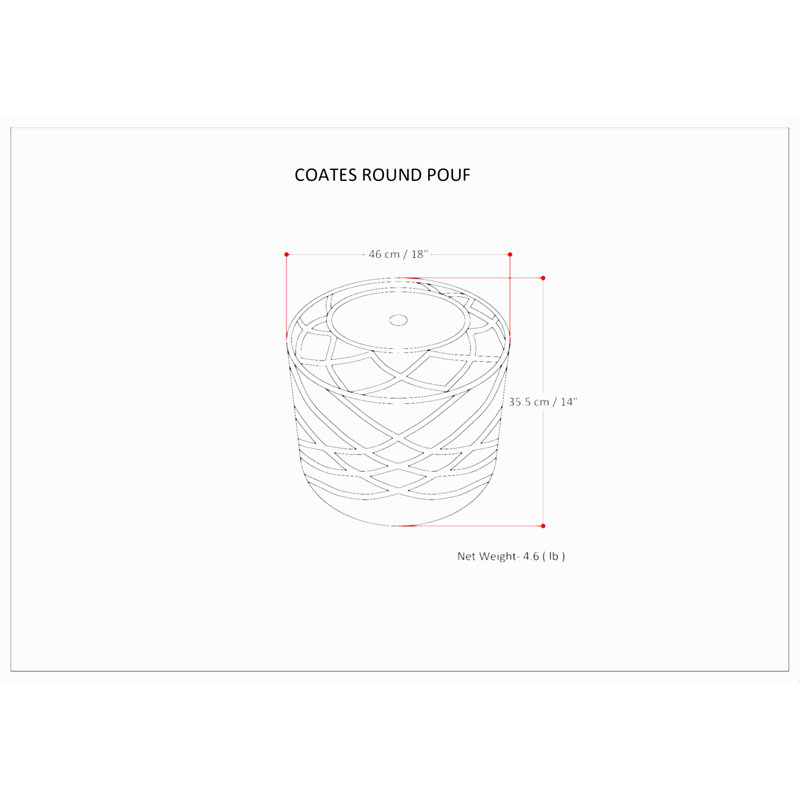 Pouf rond de 18 pouces de largeur en macramé de coton naturel tissé à la main