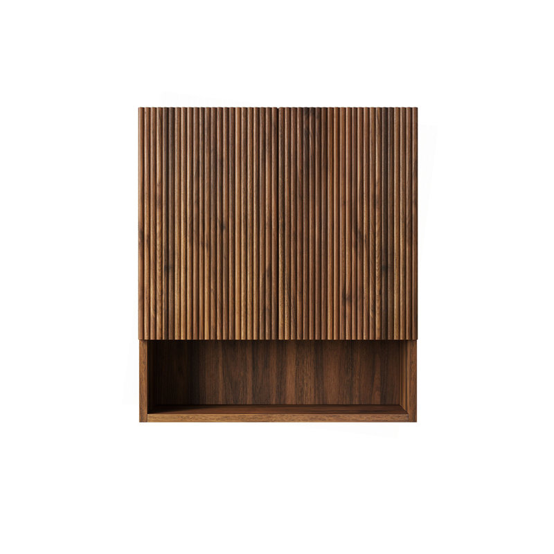 26" Wall-Mounted Striped Bathroom Cabinet, With Doors, Shelf And Open Storage Compartment Over The Toilet Storage Cabinet For Bathroom, Kitchen, Laundry Room