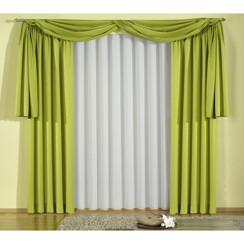 Friedland Synthetic Pencil Pleat Curtain Pair, opaque, 132cm Width x 225cm Drop, Green