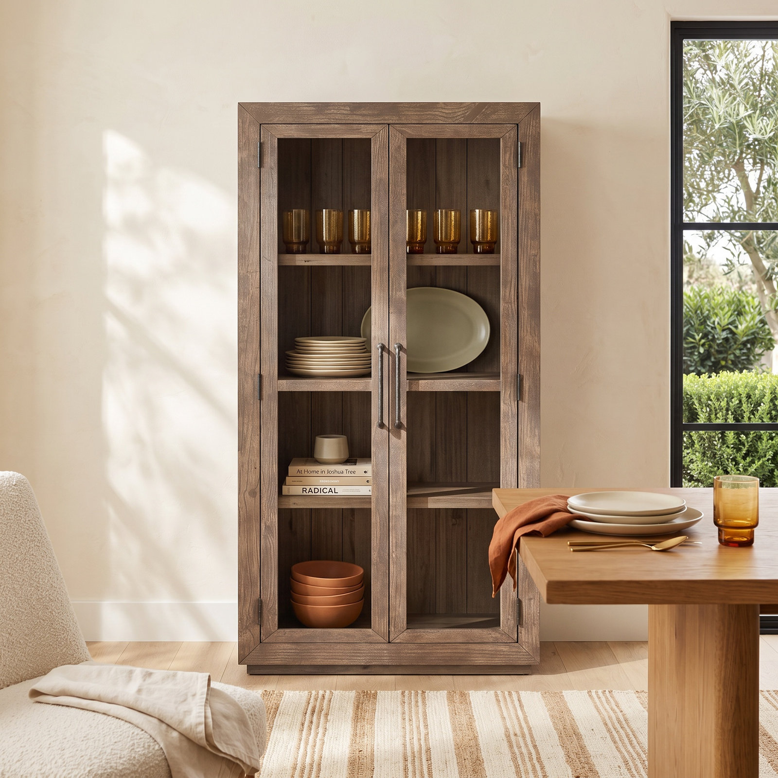 Kinston Dining Cabinet, Distressed Brown
