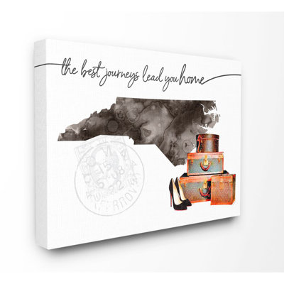 " North Carolina State The Best Journeys Lead You Home Fashion Shoes And Luggage Illustration " by Amanda Greenwood
