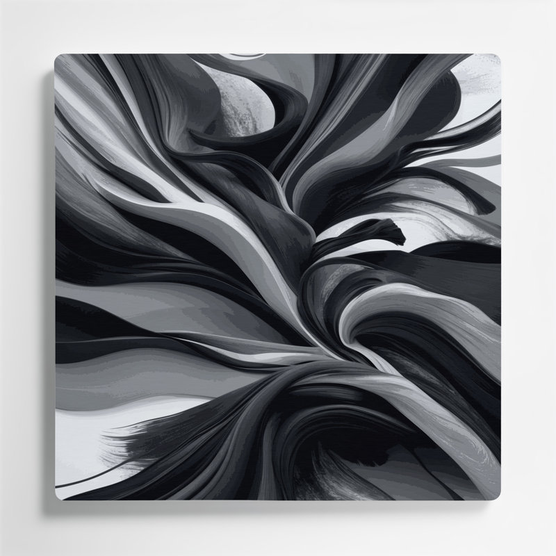 Abstrait paysage, art mural noir en métal 76, H 12 po x l 12 po