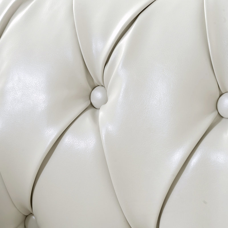 Byrom 32'' Faux Leather Sofa, White PU, 28.35" H x 38.98" L x 32.09" D