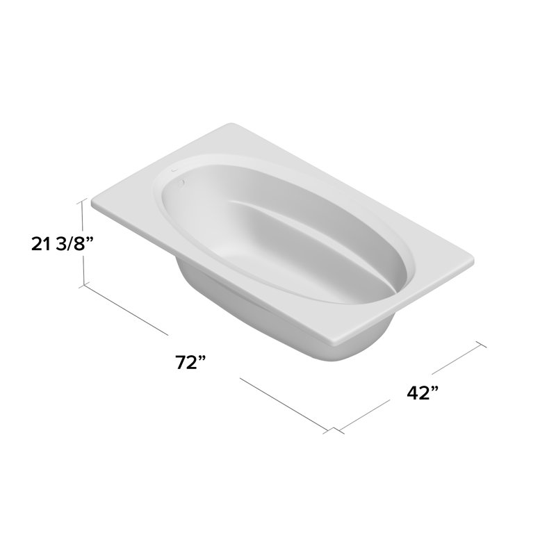 Signature® 72" x 42" Drop In Bathtub, White, Left