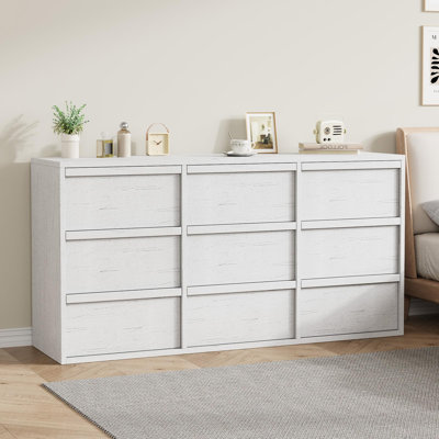 Commode moderne 58 po avec 5 tiroirs, armoire de rangement en bois pour chambre à coucher, salon, entrée, anti-basculement, blanc