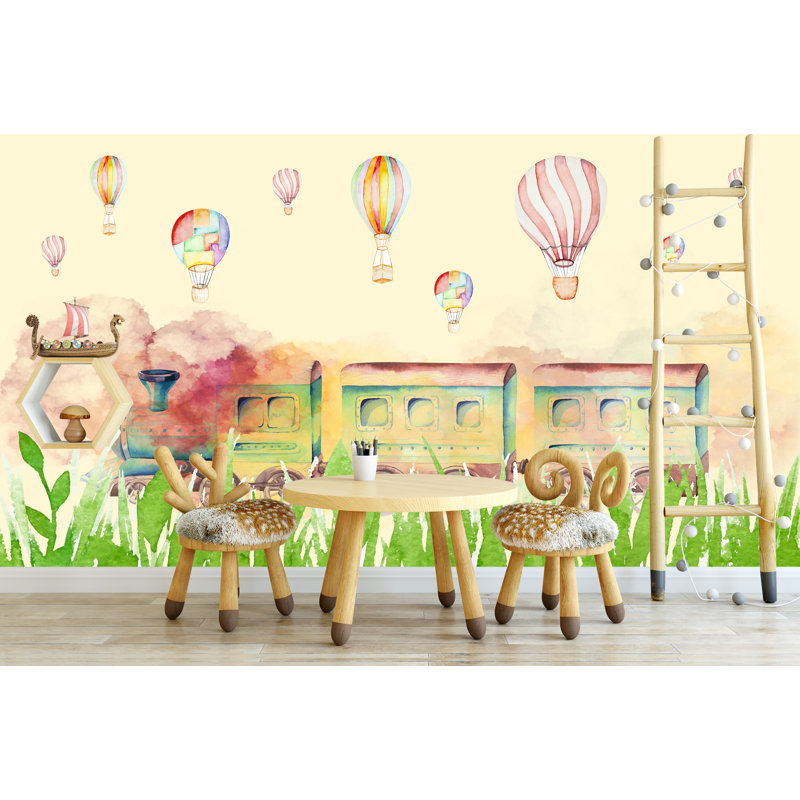 Papier peint locomotive train chambre d'enfant, L 57 po x l 86 po