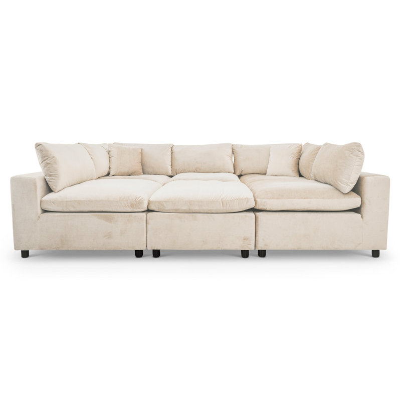Canapé modulaire en velours Hayward, Velours ivoire