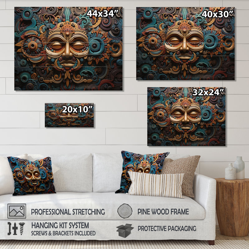 Teisha - Paysages, décoration murale sur bois de pin naturel, H 24 po x l 32 po