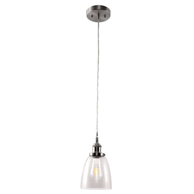 Luminaire suspendu en verre argenté 1 lumière