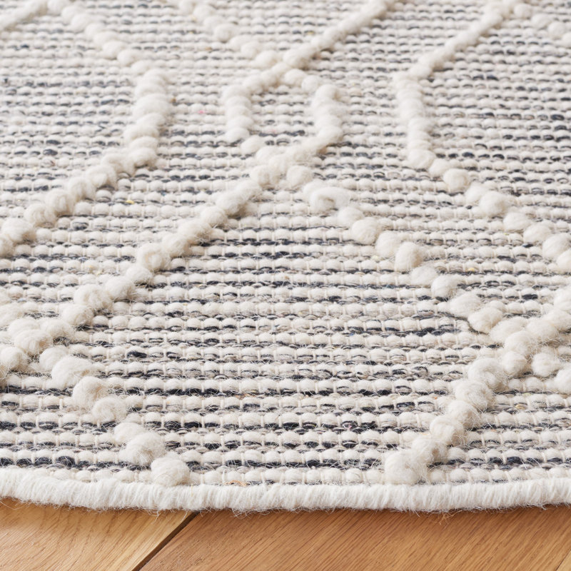 Ajanea Flat Weave Wool Geometric Rug, Round 6'