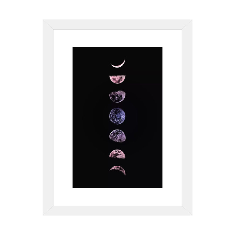 «Moon Phases» par Emanuela Carratoni, impression, H 32 po x l 24 po x P 1 po, Papier encadré blanc