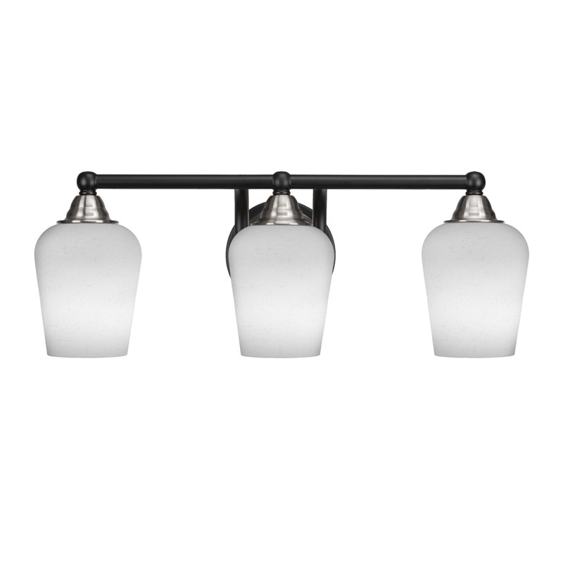 Michell 3-Light Bath Bar, Matte Black/Brushed Nickel, Clear Bubble