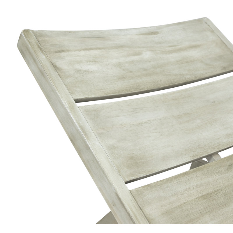 Ensemble de chaises longues inclinables en acacia de 78,75 po Vinita, Gris clair délavé / gris, 2