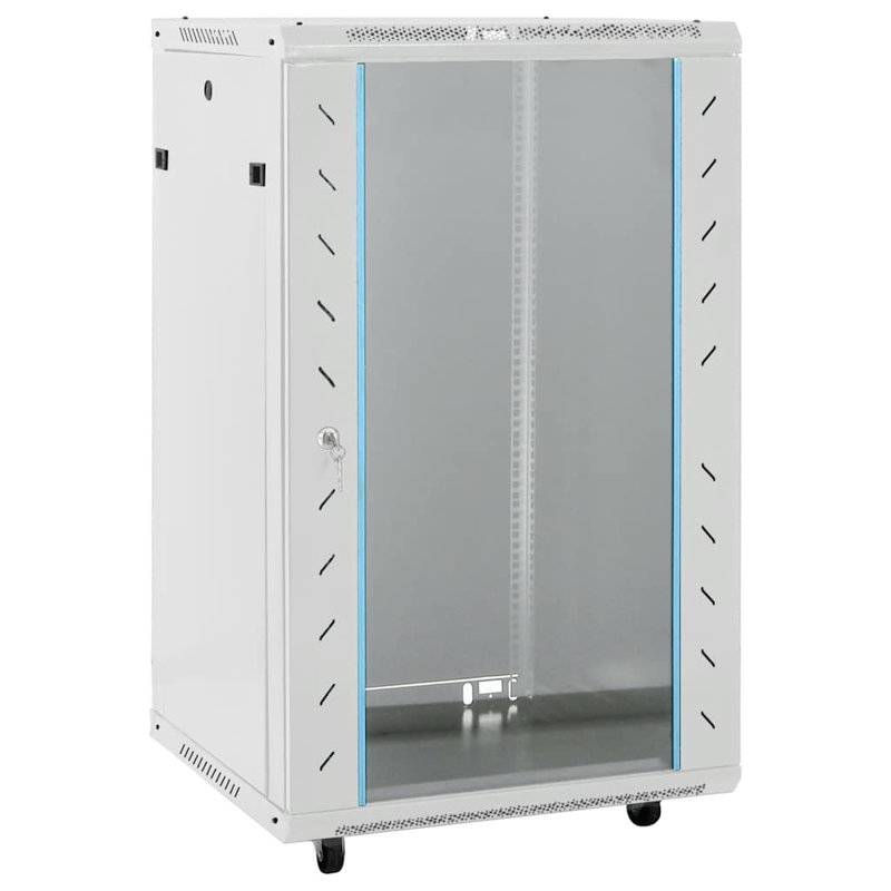 Armoire Vidaxl 18U avec pieds pivotants 19 po IP20 23,6 po x 23,6 po x 39,4 po, Gris