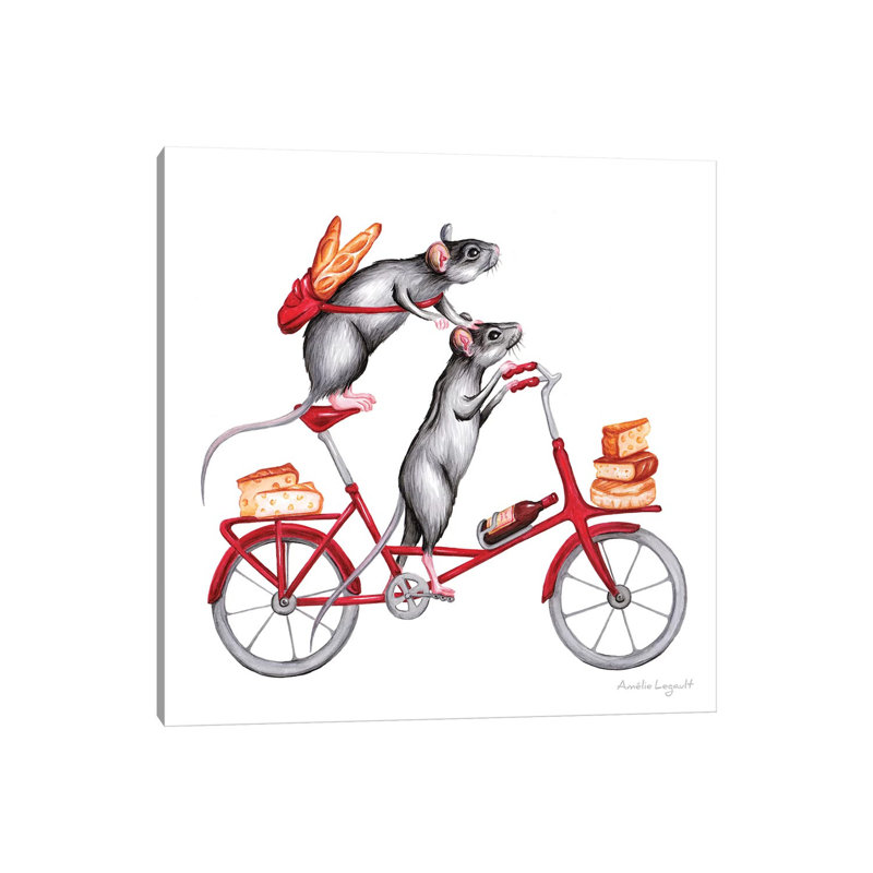Mice On Bike by Amélie Legault - Wrapped Canvas Print, 66.04 cm H x 66.04 cm W x 1.91 cm D