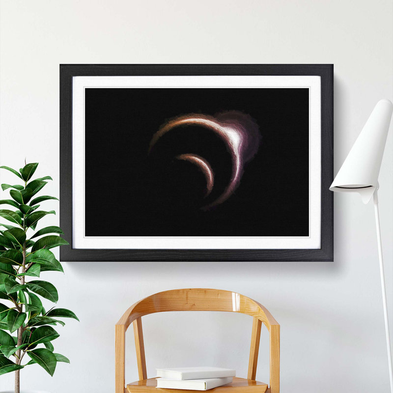 The Sun Behind the Earth and Moon - Picture Frame Painting Print, Black Framed, 36cm H x 48cm W x 2cm D