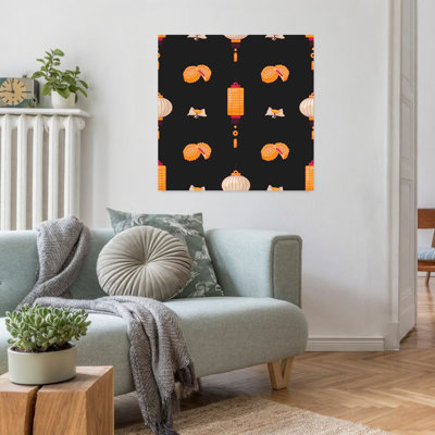 Mooncakes et lanternes, art mural traditionnel d'automne