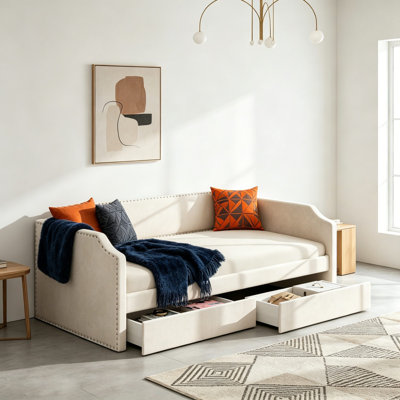 Twin Upholstered Daybed with Storage Drawers