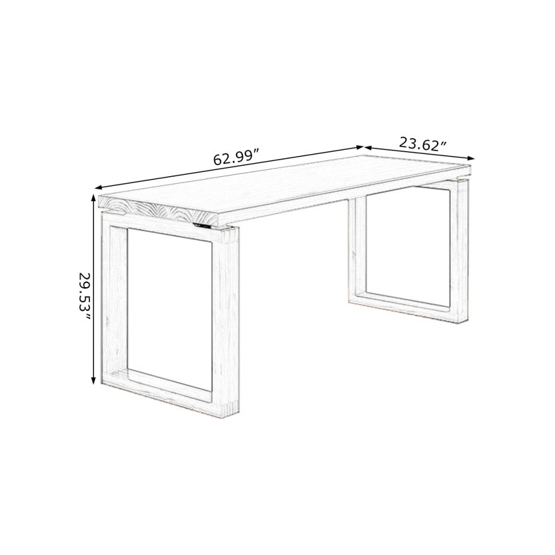 Bureaux rectangulaires bruns en bois massif, H 29,53 po x l 62,99 po x P 23,62 po