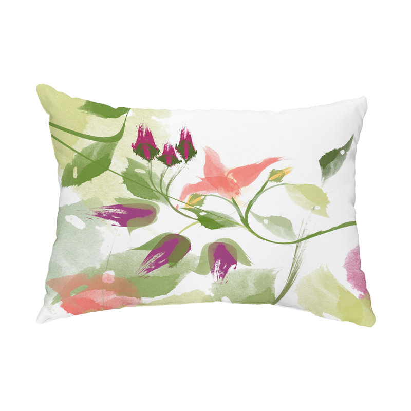 Floral Outdoor Reversible Throw Pillow, Orange