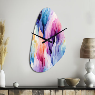 Ikat Mirage coloré - horloge murale abstraite asymétrique