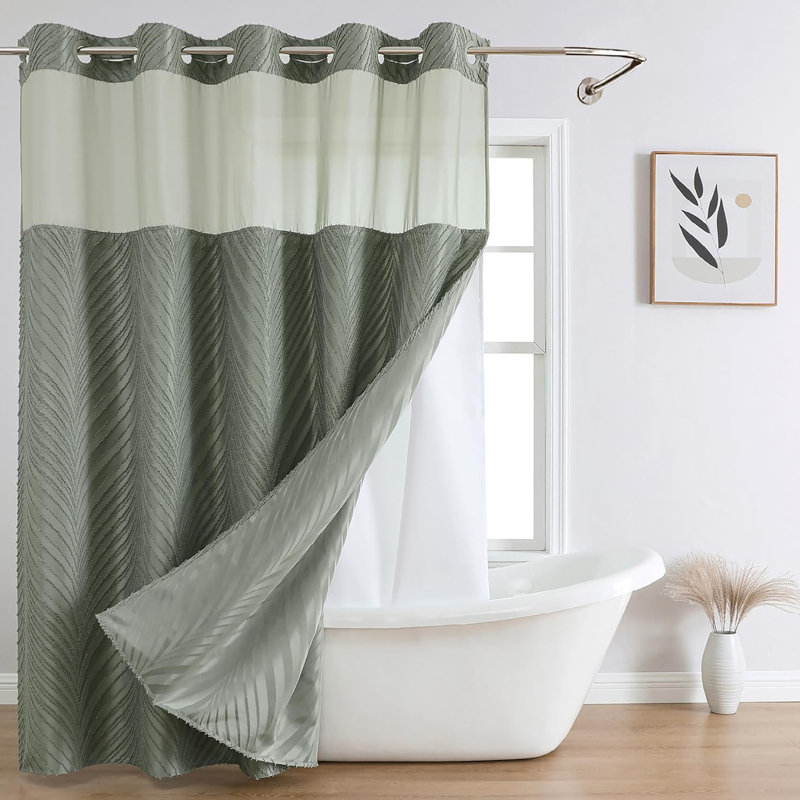 Ensemble de rideau de douche Stall no Hook, Vert sauge, H 74 po x l 71 po