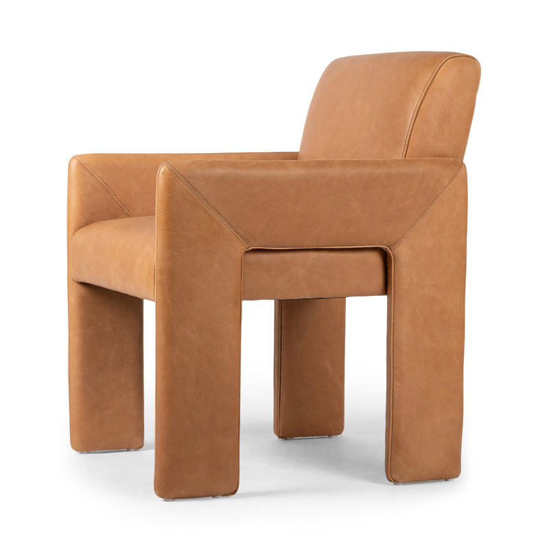 Leny Leather Arm Chair in Butterscotch/Camel