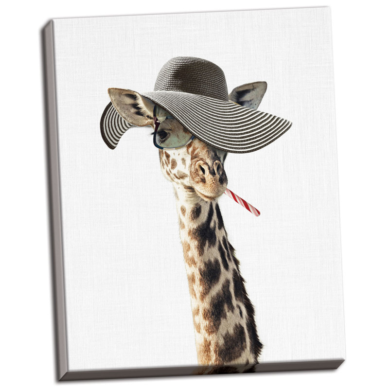 Girafe habillé, Toile tendue, H 14 po x l 11 po x P 0,75 po