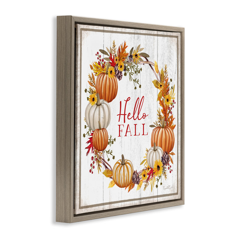 «Rustic Hello Fall» par Elizabeth Tyndal, H 25 po x l 25 po, Cadre flottant orme Montalcino