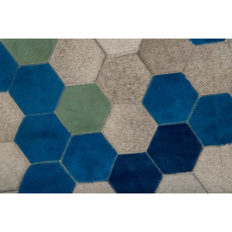 Angulo Cowhide Geometric Area Rug, Rectangle 5'9" x 6'7"