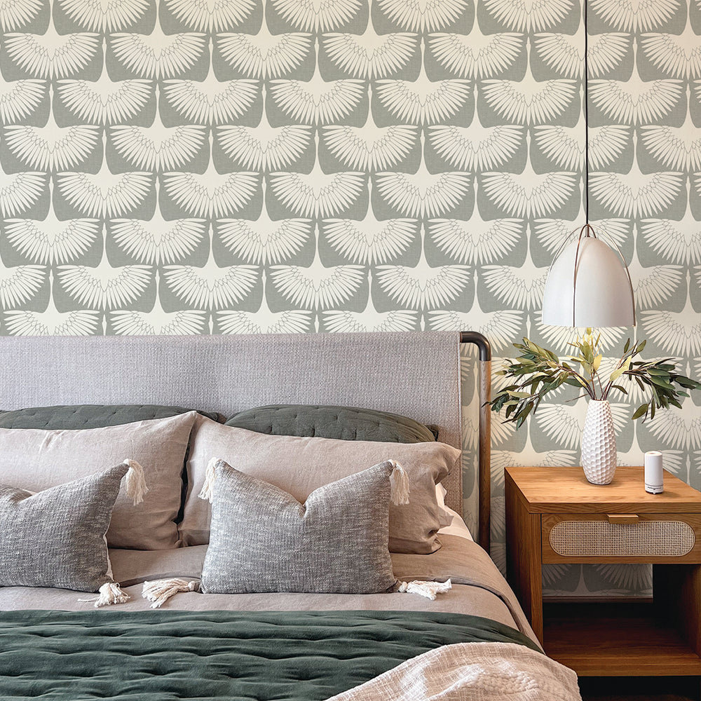 Feather Flock Self-Adhesive Wallpaper Roll, Gray