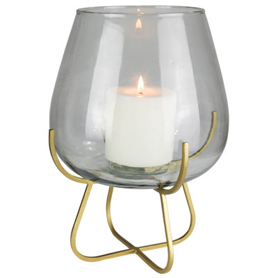 Hodari Glass Vase on Gold Stand