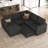 Rafael Velvet Chenille U-Shaped Modular Sleeper Sectional with Storage Ottoman -101956833