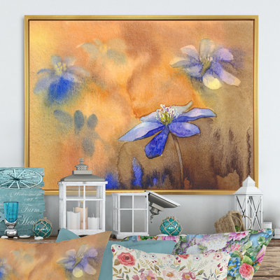 Hepatica on Grunge - reproduction sur toile