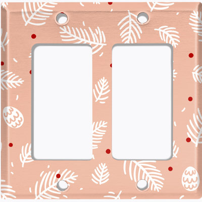Metal Light Switch Plate Outlet Cover (Christmas White Leaves Beige    - Single Toggle)