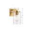 Applique murale pour salle de bain 1 lumière Gabi Meridian avec abat-jour en verre transparent, applique murale moderne, étanche, or-1942731396-1933754813