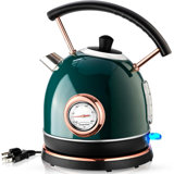 1.7L Electric Water Kettle with Temperature Gauge, Hot Water Boiler & Tea Heater with Curved Handle
